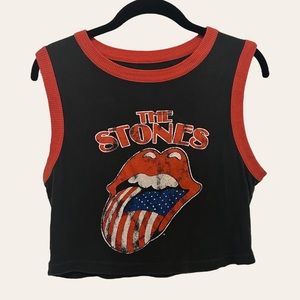 Rolling Stones vintage-style distressed tank! XL with a relaxed cropped fit.